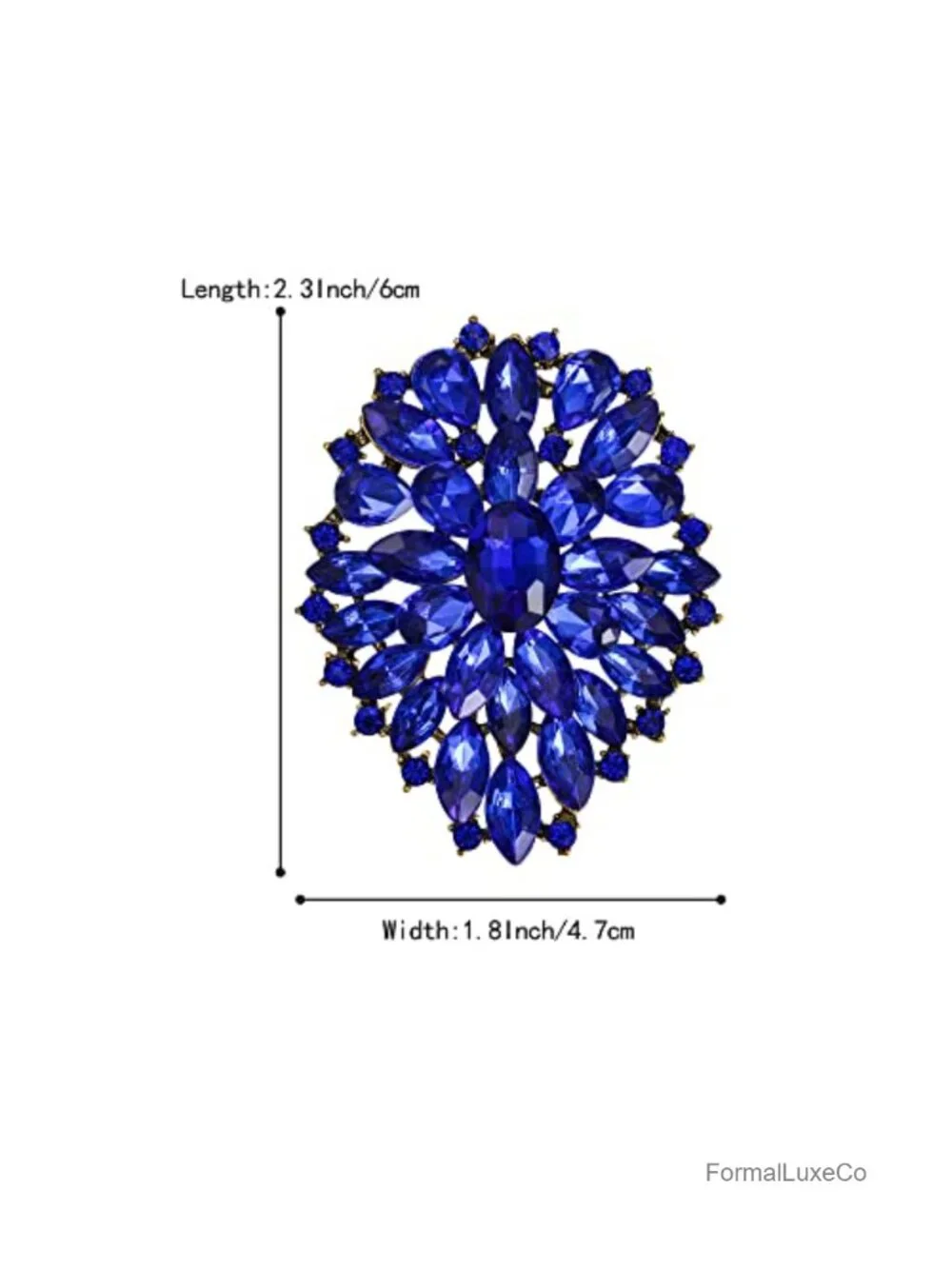 Oval Crystal Rhinestone Marquise Cluster Brooch Pin for Wedding Party Prom